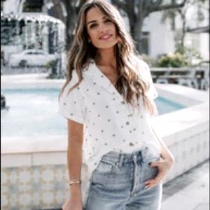 Palm Tree Button Up Blouse